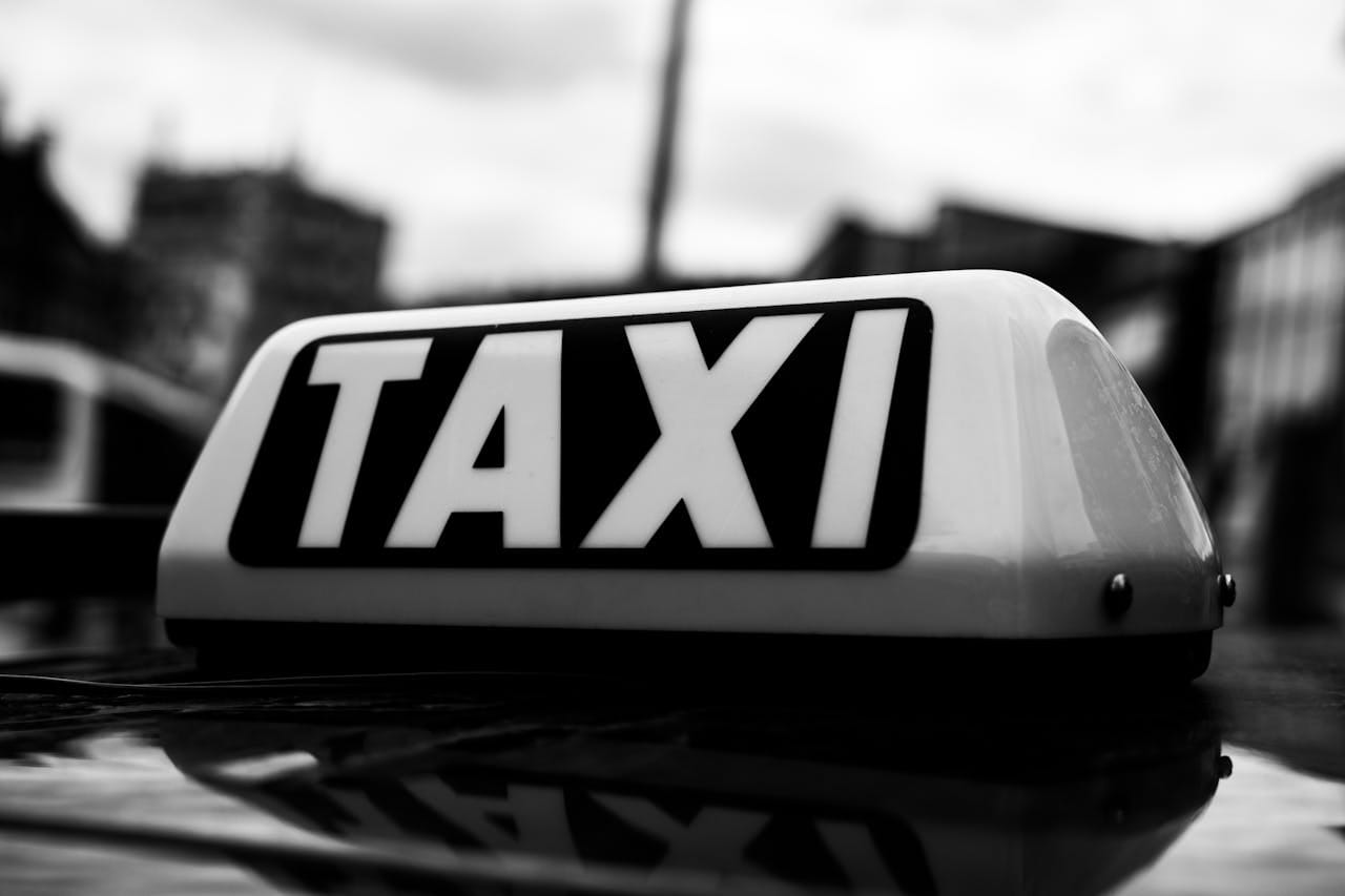 Close up of Taxi Light in Black and White